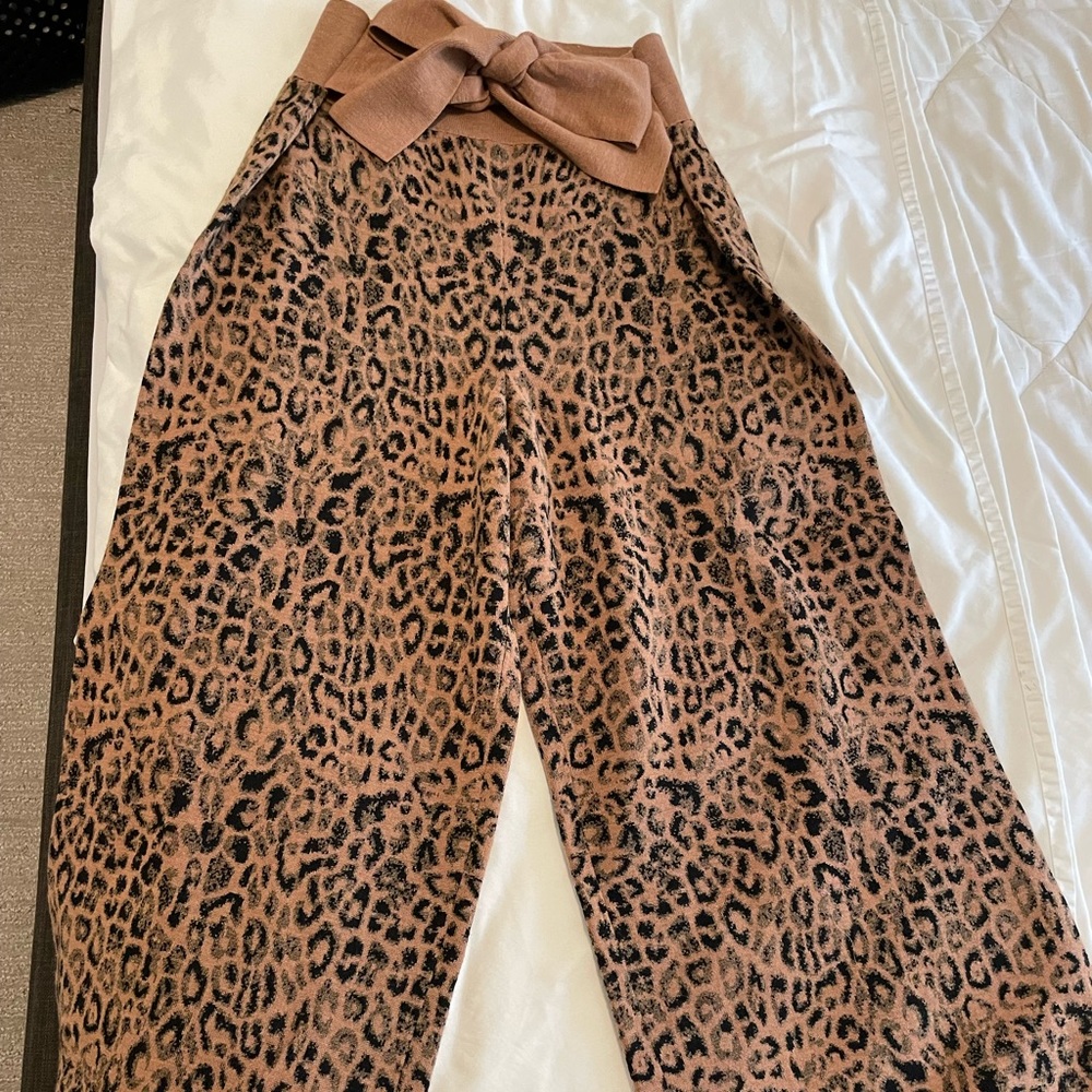 Anthropologie Wide-Leg Cheetah Sweater Pants